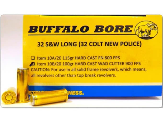 123912.jpg Buffalo Bore Ammunition 32 S&W Long 100 Grain Hard Cast Wad Cutter Box of 20 - Image 1