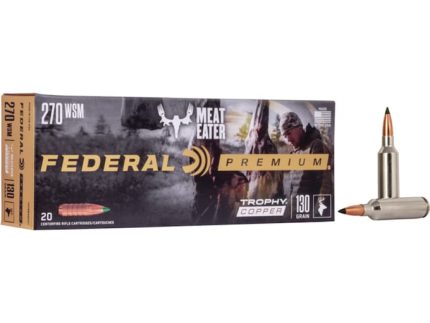 Federal Premium Meat Eater Ammunition 270 Winchester Short Magnum (WSM) 130 Grain Trophy Copper Tipped Boat Tail Lead-Free Box of 20