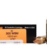 HSM Trophy Gold Ammunition 300 Winchester Short Magnum (WSM) 185 Grain Berger Hunting VLD Hollow Point Boat Tail Box of 20