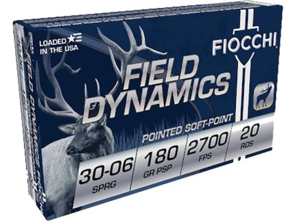 Fiocchi Field Dynamics Ammunition 30-06 Springfield 180 Grain Jacketed Soft Point Box of 20