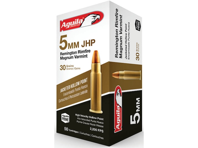 158881.jpg Aguila Varmint Ammunition 5mm Remington Magnum 30 Grain Jacketed Hollow Point - Image 1