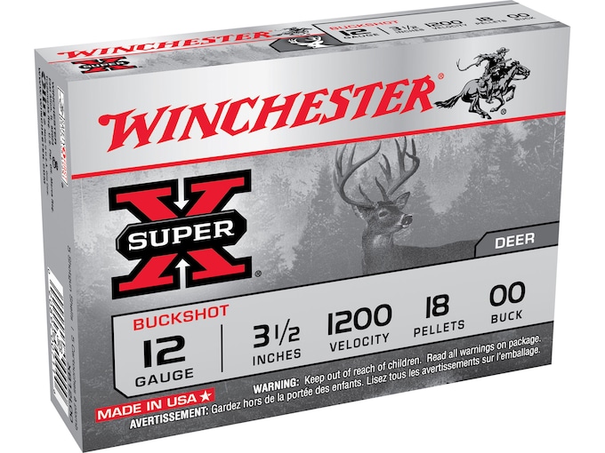 162245.jpg Winchester Super-X Ammunition 12 Gauge 3-1/2" Buffered 00 Buckshot 18 Pellets - Image 1