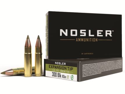 Nosler E-Tip Ammunition 300 AAC Blackout 110 Grain Polymer Tip Lead-Free Box of 20