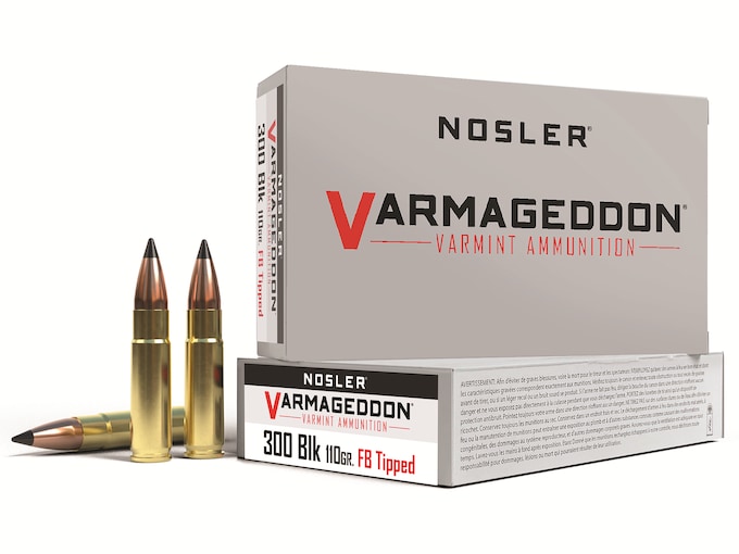 171950.jpg Nosler Varmageddon Ammunition 300 AAC Blackout 110 Grain Polymer Tip Flat Base Box of 20 - Image 1
