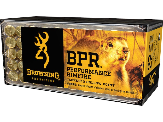 180290.jpg Browning BPR Ammunition 22 Winchester Magnum Rimfire (WMR) 40 Grain Jacketed Hollow Point - Image 1