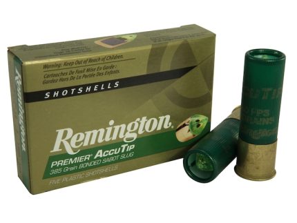 Remington Premier Ammunition 12 Gauge 3" 385 Grain AccuTip Bonded Sabot Slug with Power Port Tip Box of 5