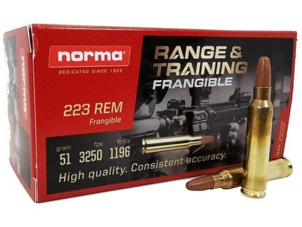 Norma Range & Training Frangible Ammunition 223 Remington 51 Grain Frangible Round Nose Box of 50