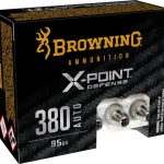 Browning X-Point Defense Ammunition 380 ACP 95 Grain Jacketed Hollow Point Box of 20