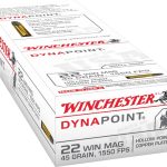 Winchester Dynapoint Ammunition 22 Winchester Magnum Rimfire (WMR) 45 Grain Plated Lead Hollow Point