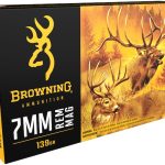 Browning BXS Solid Expansion Ammunition 7mm Remington Magnum 139 Grain Solid Copper Polymer Tip Boat Tail Lead-Free Box of 20