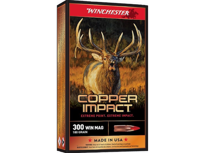 260668.jpg Winchester Copper Impact Ammunition 300 Winchester Magnum 180 Grain Copper Extreme Point Polymer Tip Lead Free Box of 20 - Image 1