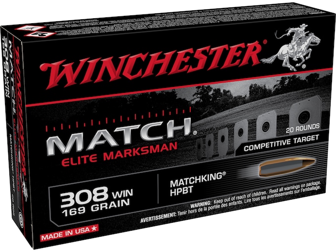 268362.jpg Winchester Match Elite Marksman Ammunition 308 Winchester 169 Grain Hollow Point Boat Tail - Image 1
