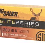 Sig Sauer Elite Performance Hunting HT Ammunition 300 AAC Blackout 120 Grain Solid Copper Lead-Free Expanding Box of 20