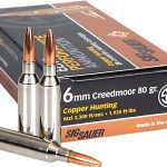 Sig Sauer Elite Hunting Copper Ammunition 6mm Creedmoor 80 Grain Solid Hollow Point Lead Free Box of 20