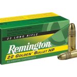 Remington Golden Bullet Ammunition 22 Long Rifle 36 Grain Plated Lead Hollow Point