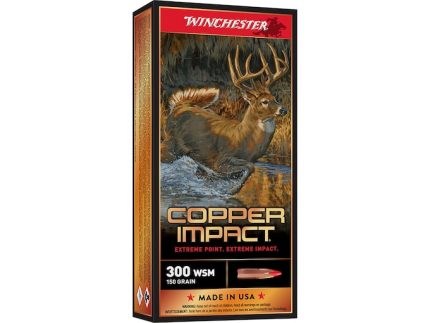 Winchester Copper Impact Ammunition 300 Winchester Short Magnum (WSM) 150 Grain Copper Extreme Point Polymer Tip Lead-Free Box of 20