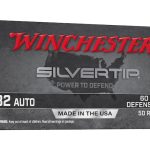 Winchester Silvertip Defense Ammunition 32 ACP 60 Grain Jacketed Hollow Point Box of 50