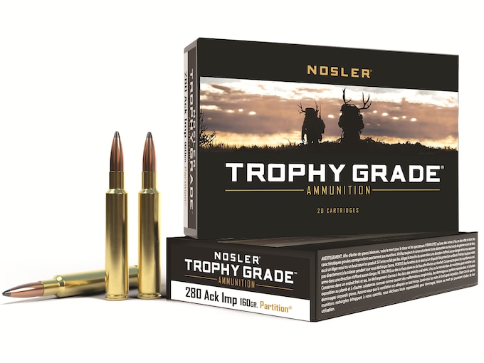 343844.jpg Nosler Trophy Grade Ammunition 280 Ackley Improved 160 Grain Partition Spitzer Box of 20 - Image 1
