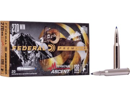Federal Premium Terminal Ascent Ammunition 270 Winchester 136 Grain Polymer Tip Bonded Boat Tail