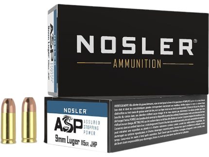 Nosler ASP Ammunition 9mm Luger 115 Grain Jacketed Hollow Point