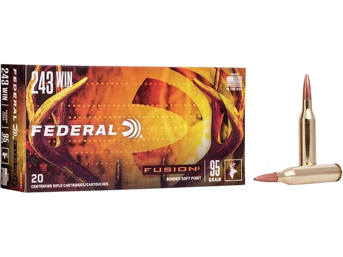 401045.jpg Federal Fusion Ammunition 243 Winchester 95 Grain Bonded Spitzer Boat Tail Box of 20 - Image 1