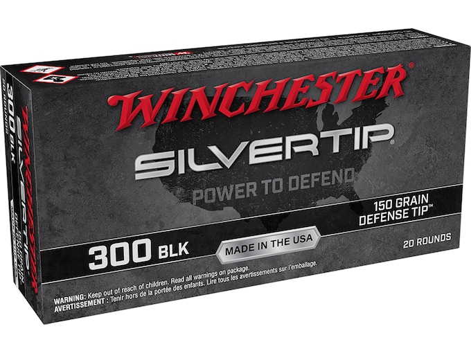 408599.jpg Winchester Silvertip Defense Ammunition 300 AAC Blackout 150 Grain Polymer Tip Box of 20 - Image 1