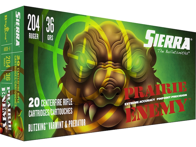 419939.jpg Sierra Prairie Enemy Ammunition 204 Ruger 36 Grain BlitzKing Polymer Tip Box of 20 - Image 1