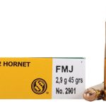 Sellier & Bellot Ammunition 22 Hornet 45 Grain Full Metal Jacket Box of 20