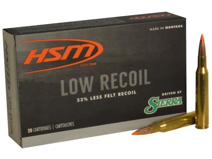 HSM Low Recoil Ammunition 270 Winchester 130 Grain Sierra Tipped Spitzer Boat Tail Box of 20