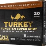 Apex Turkey TSS Ammunition 20 Gauge 3" 1-5/8 oz #9 Non-Toxic Tungsten Super Shot Box of 5