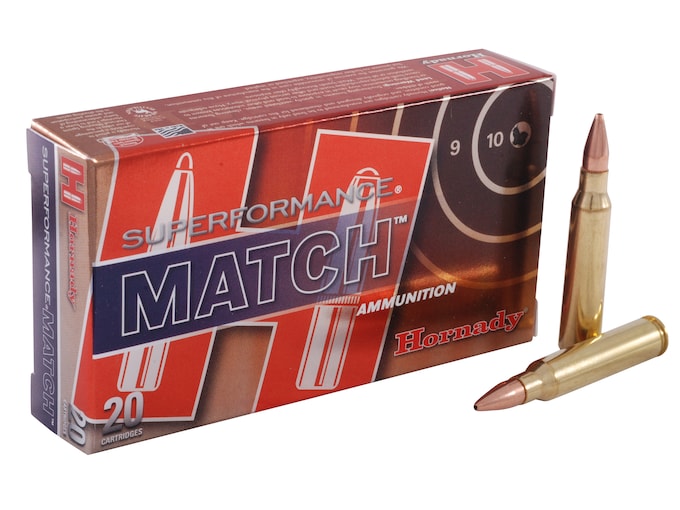 Hornady Superformance Match 5.56 75 Grain Hornady Superformance Match Ammunition 5.56x45mm NATO 75 Grain Hollow Point Boat Tail Match Box of 20 - Image 1