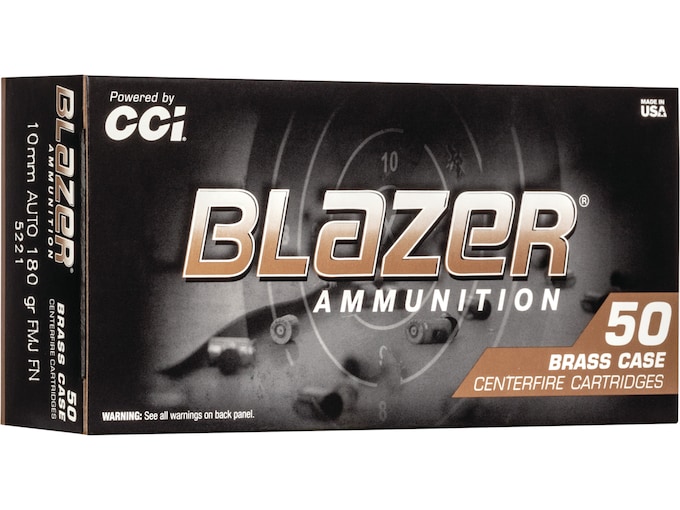467915.jpg Blazer Brass Ammunition 10mm Auto 180 Grain Full Metal Jacket Flat Nose - Image 1
