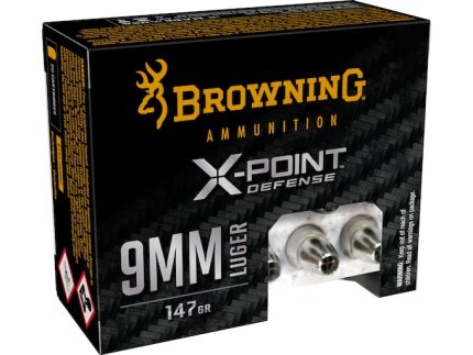 Browning X-Point Defense Ammunition 9mm Luger 147 Grain Jacketed Hollow Point Box of 20
