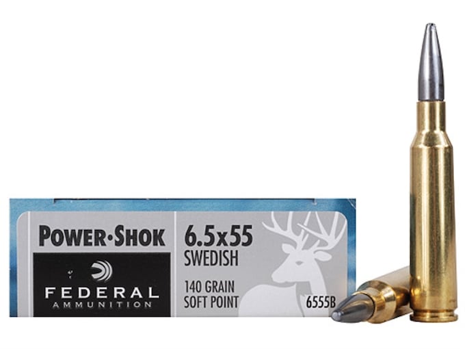 510132.jpg Federal Power-Shok Ammunition 6.5x55mm Swedish Mauser 140 Grain Soft Point Moly Box of 20 - Image 1