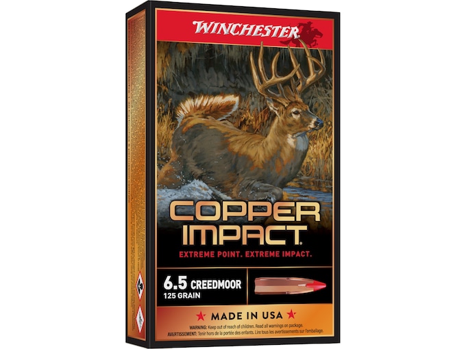 518051.jpg Winchester Copper Impact Ammunition 6.5 Creedmoor 125 Grain Copper Extreme Point Polymer Tip Lead-Free Box of 20 - Image 1