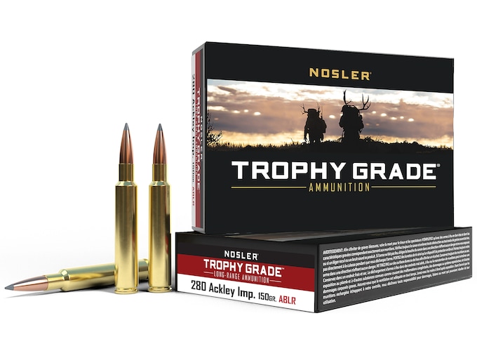 519340.jpg Nosler Trophy Grade Ammunition 280 Ackley Improved 150 Grain AccuBond Long Range Box of 20 - Image 1