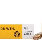 Sellier & Bellot Ammunition 308 Winchester 180 Grain Full Metal Jacket Box of 20