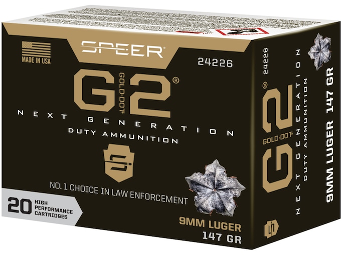 573198.jpg Speer Gold Dot G2 Ammunition 9mm Luger 147 Grain Jacketed Hollow Point - Image 1