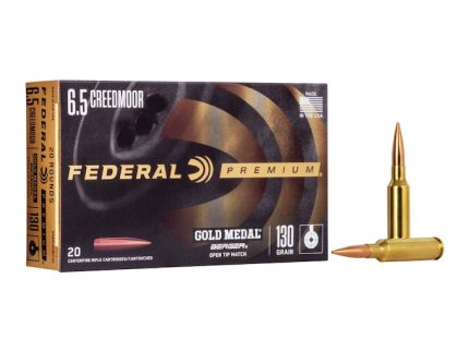 Federal Premium Gold Medal Berger Ammunition 6.5 Creedmoor 130 Grain Berger Hybrid Open Tip Match