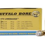 Buffalo Bore Ammunition 475 Linebaugh 420 Grain Lead Flat Nose Box of 20