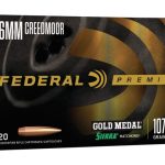 Federal Premium Gold Medal Ammunition 6mm Creedmoor 107 Grain Sierra MatchKing Hollow Point Boat Tail Box of 20