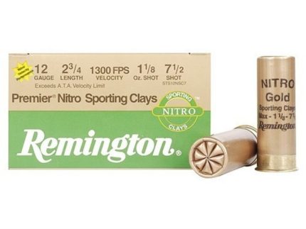 Remington Premier Nitro Gold Sporting Clays Target Ammunition 12 Gauge 2-3/4" 1-1/8 oz #7-1/2 Shot High Velocity