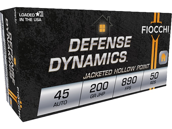 636306.jpg Fiocchi Defense Dynamics Ammunition 45 ACP 200 Grain Jacketed Hollow Point Box of 50 - Image 1