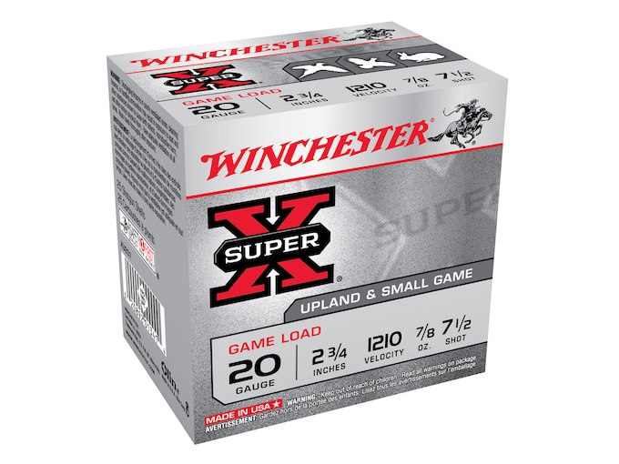657577.jpg Winchester Super-X Game Load Ammunition 20 Gauge 2-3/4" 7/8 oz #7-1/2 Shot - Image 1