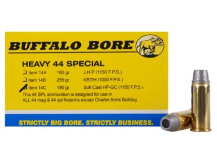 Buffalo Bore Ammunition 44 Special 190 Grain Lead Soft Cast Hollow Point Gas Check Box of 20