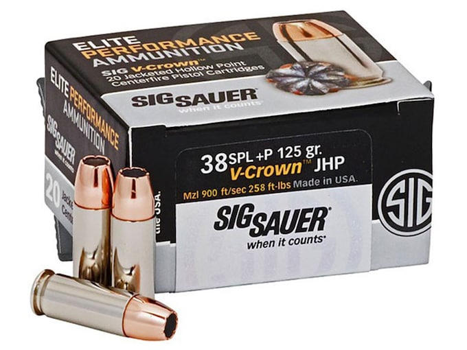 683611.jpg Sig Sauer Elite Performance Ammunition 38 Special +P 125 Grain V-Crown Jacketed Hollow Point Box of 20 - Image 1