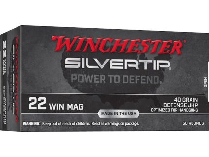 Winchester Silvertip Defense Ammunition 22 Winchester Magnum Rimfire (WMR) 40 Grain Jacketed Hollow Point