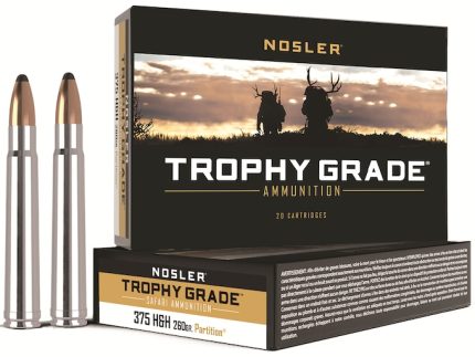 Nosler Trophy Grade Ammunition 375 H&H Magnum 260 Grain Partition Box of 20