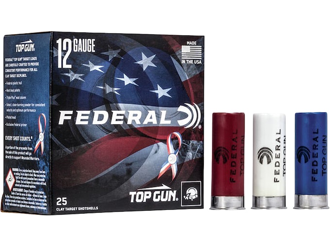 734848.jpg Federal Top Gun Wounded Warrior Ammunition 12 Gauge 2-3/4" 1-1/8 oz #8 Shot - Image 1