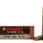 Barnes VOR-TX Safari Ammunition 375 H&H Magnum 300 Grain TSX Hollow Point Flat Base Lead-Free Box of 20